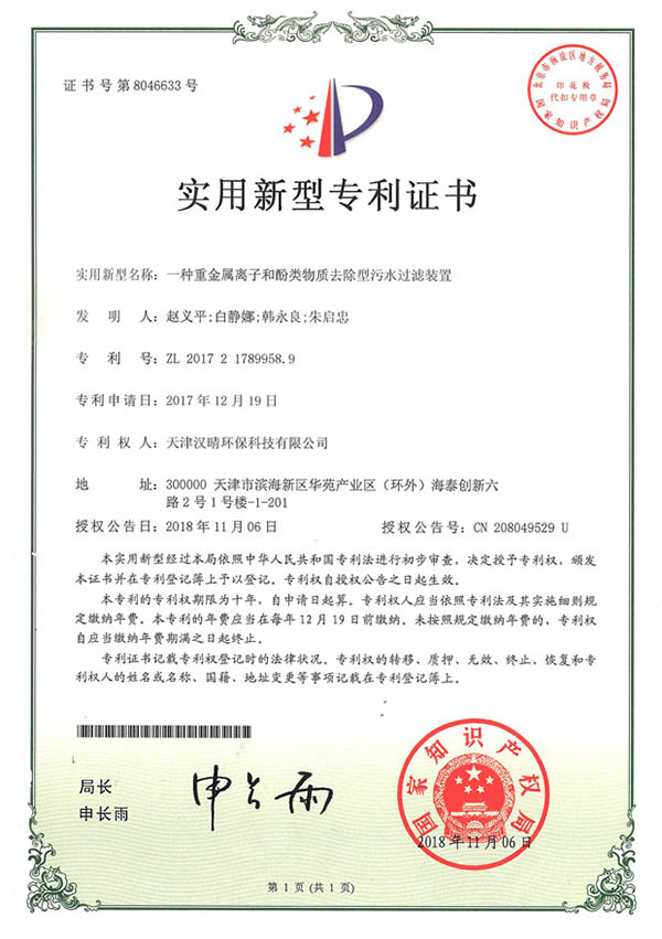 B03一种重金属离子和酚类物质去除型污水过滤装置